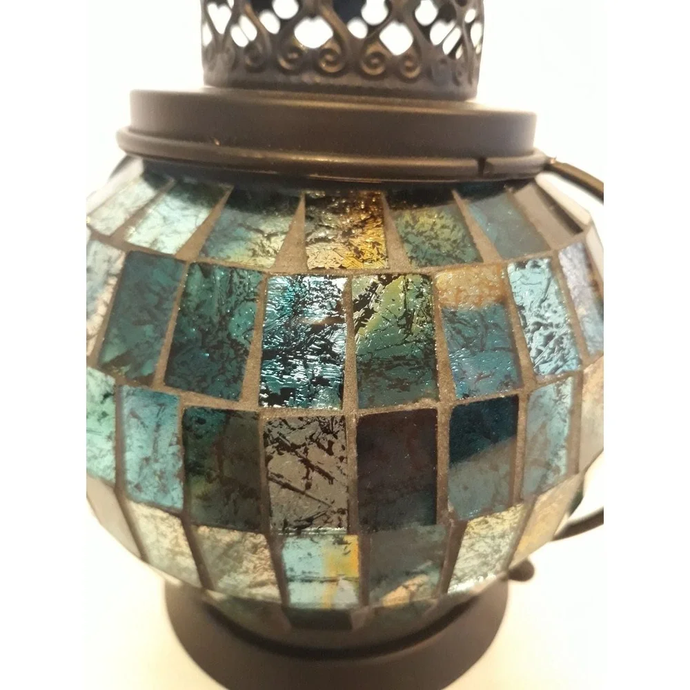Mosaic Tea Light Candle Coastal Blues Lantern Pier One Imports
